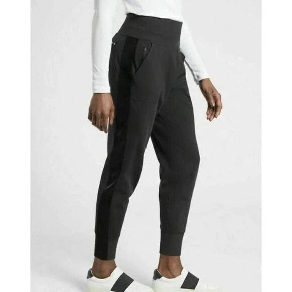Athleta Venice Velvet Stripe Jogger Pants Sz S black - Picture 1 of 11